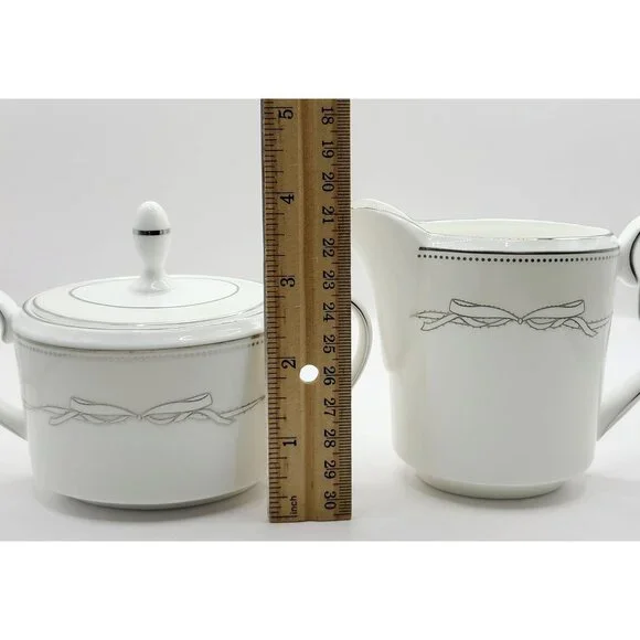 Vera Wang Fine Bone China by Wedgwood LOVE KNOTS Creamer & Sugar Bowl Brand New